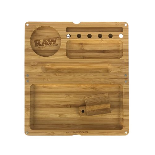 Raw Bamboo Back Flip Rolling Tray With Magnet