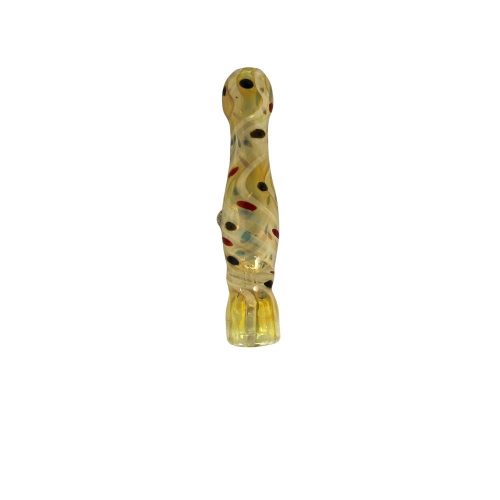 Glass One Hitter Yellow With Colored Dots