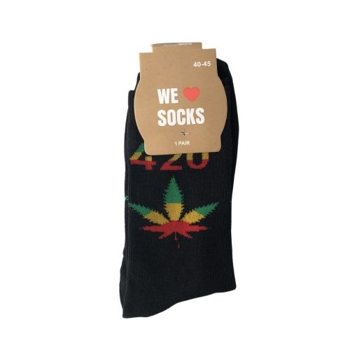 Sok 82 M Long Socks Size 40/45 Black 420 Rasta Leaf