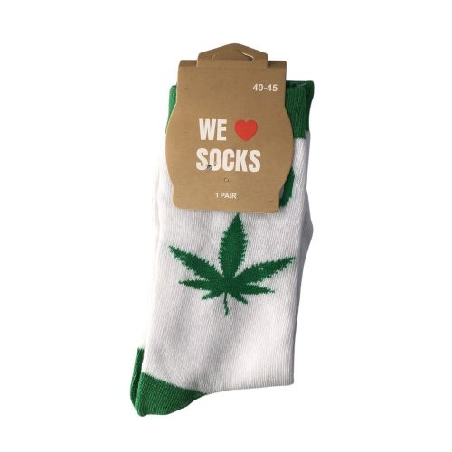 Sok 84 M Long Socks Size 40/45 White 420 Green Leaf