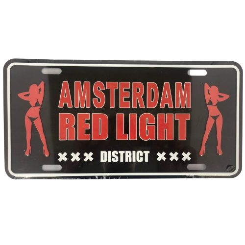 License Plate 3 Black Red Light District Girls