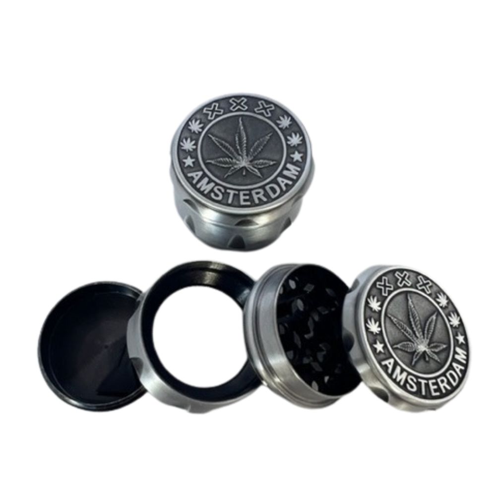 Cool 38 Metal Grinder Silver Amsterdam Leaf 42/4 (12) - Afbeelding 2
