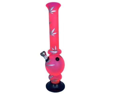 Acryl Bong 18 B Frosty Leaf Roze 26 Cm