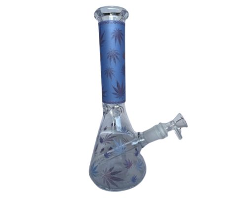 Glass Bong Leaves Blue