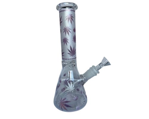 Glass Bong Leaves Pink